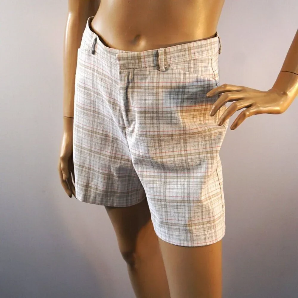 Dockers Womens Shorts Stain Defender Flat Front Plaid Stretch Size 4